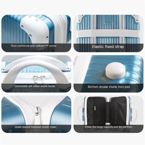 Suitcase Large Capacity Multi Color One Large And One Small Suitcase Travel Suitcase Trolley Case Password Box(White,28in)4