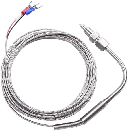 Motor Egzoz Gazı için K Tipi Termokupl EGT Sensörü, 1/8 "NPT Dişli Paslanmaz Çelik Prob, Fiberglas İzoleli Kablo, -100 ila 1250C (5M) - Görsel 2