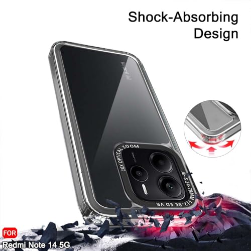 Image of TheGiftKart Hybrid Shockproof Back Cover Case for Mi Redmi Note 14 5G | Stylish Camera Border | Electroplated Buttons | Crystal Clear Hard Back Cover Case (TPU & PC, Smoked Bumper)