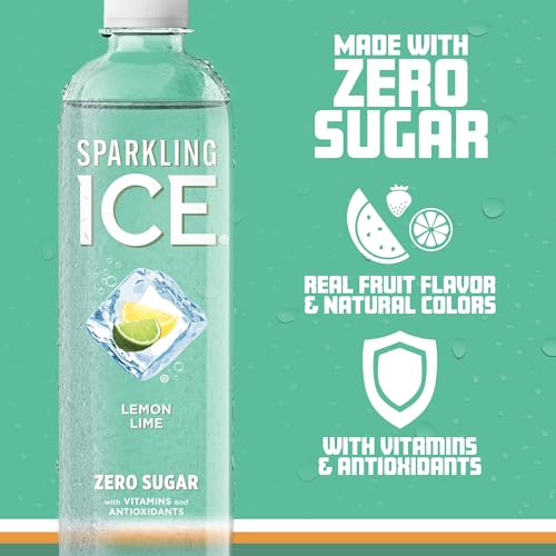 Image of Sparkling Ice, Lemon Lime Sparkling Water, Zero Sugar Flavored Water, with Antioxidants and Vitamins, 17 fl oz Bottle