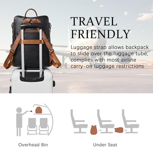 Image of Shrrie Vegan Leather Laptop Backpack for Women 15.6 inch Work Backpack Fashion Travel Backpack Purse for Business College