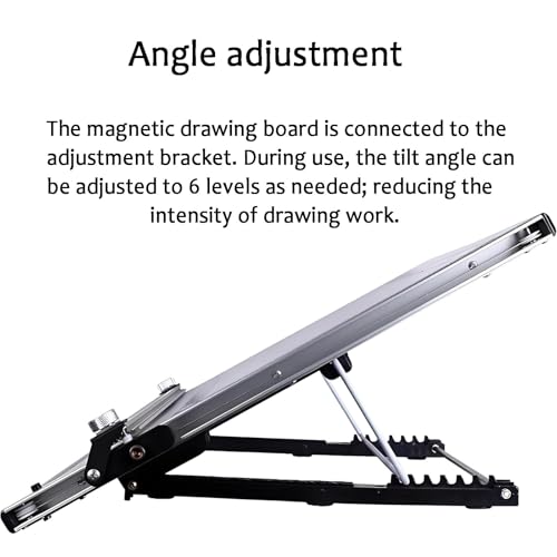 Tablero de dibujo portátil, ajustable arquitectónico con movimiento paralelo recto con inclinación de 6 niveles para bocetos, dibujos, pintura, espacio de trabajo de escritorio