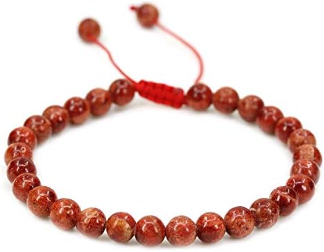 AMANDASTONES Gemstone 6mm Round Beads Adjustable Braided Macrame Tassels Chakra Reiki Bracelet 7 Inch