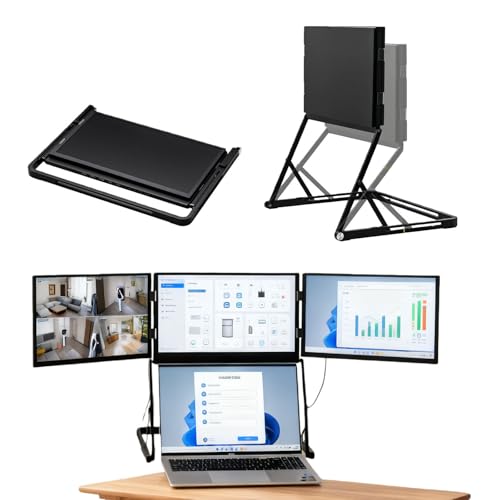 Image of 15.6 3 Screen Monitor with 1080p Fhd IPS Display, 15.6 inch Portable Triple Monitors for Laptop, Monitor with 360 Rotation Adjustable Viewing Angles