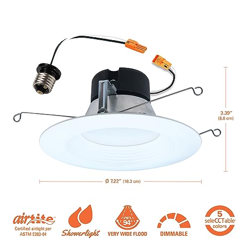 Image of HALO 5 inch / 6 inch LED Recessed Light Trim 750 Lumens Dimmable Baffle Can Light with 5 Color Temperatures for Ceiling Indoor Outdoor Shower LT56079FS1EWHR