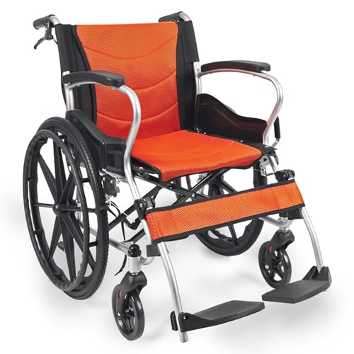 InyanPower Silla de ruedas plegable y ligera,Silla de ruedas ligera de aluminio,Sillas de ruedas autopropulsadas,Silla de ruedas para interiores y exteriores,Silla de ruedas para ancianos y