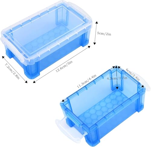 Image of 12 PCS Small Storage Containers with Lids, 5 inch X 2.8 inch X 2 inch Stackable Small Plastic Box, Colorful Mini Plastic Storage Box for Jewelry Beads Crafts Items Accessories