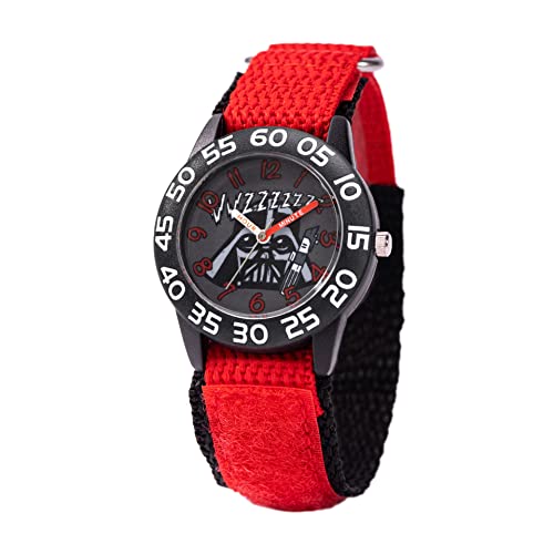 Image of STAR WARS Kids' Plastic Time Teacher Analog Quartz Nylon Strap Watch, Black/Red, Modern
