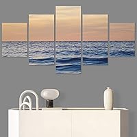 SIGNWIN 5 Panel Canvas Wall Art Beach Blue Coastal Cool Photography Relax/Calm for Home Decorations Ready to Hang - 60