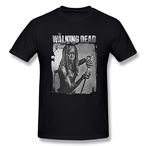 Jasmincc Men's Danai Gurira The Walking Dead Character Portrait Michonne Tees Black X-Large