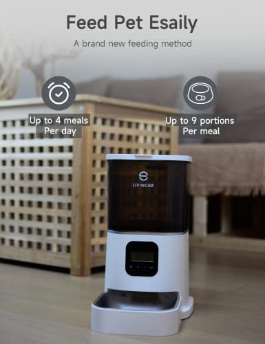 Livingez 6L Smart Automatic Cat Feeder For Dry Pet Food, Timed Cat Feeder Programmable Portion Control For 4 Meals Per Day, Pet Feeder With Voice Recorder For Cats And Dogs #TOP4
