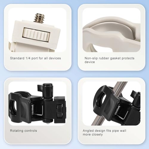 PEUTIER 2 Stück Selfielichtclip, rutschfest Monitorhalterung mit 1/4-Zoll-Universalschraube Vielseitig Einsetzbar Kameraklemme Telefonlichthalteraufsatz für Laptop Stativ Live-Stream