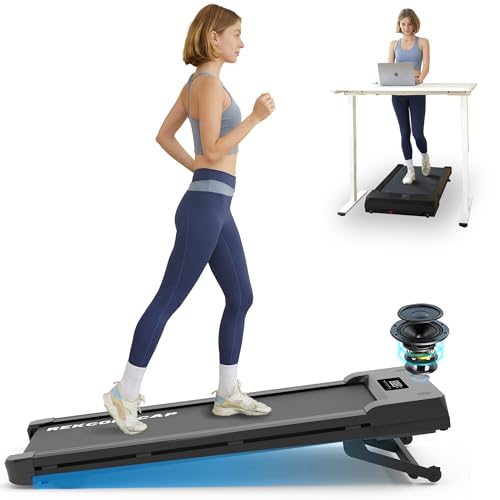 PACEROCKER Walking Pad Treadmill with 12% 9-Level Auto Incline, 450 lbs Capacity Bluetooth Speaker Under Desk Treadmills for Home Hiking, 5 MPH, Carbon Black