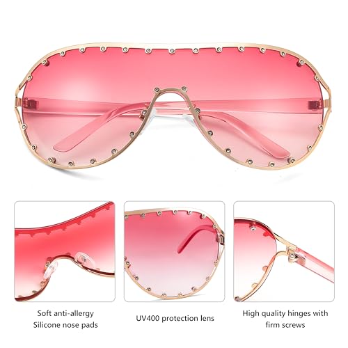 FEISEDY Sunglasses Womens, Trendy Oversized Y2k Style, One Piece Wraparound Sun Glasses B91264