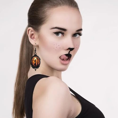 Vintage Halloween Earrings Gothic Mystery Witch Cameo Earrings Vintage Punk Crystal Glass Witch Dangle Earrings Victorian Jewelry for Women3