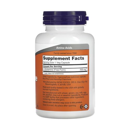 Now Foods L-Glutamina 500mg L-Glutamine 120 Veg Caps 3 unidades Produto Importado
