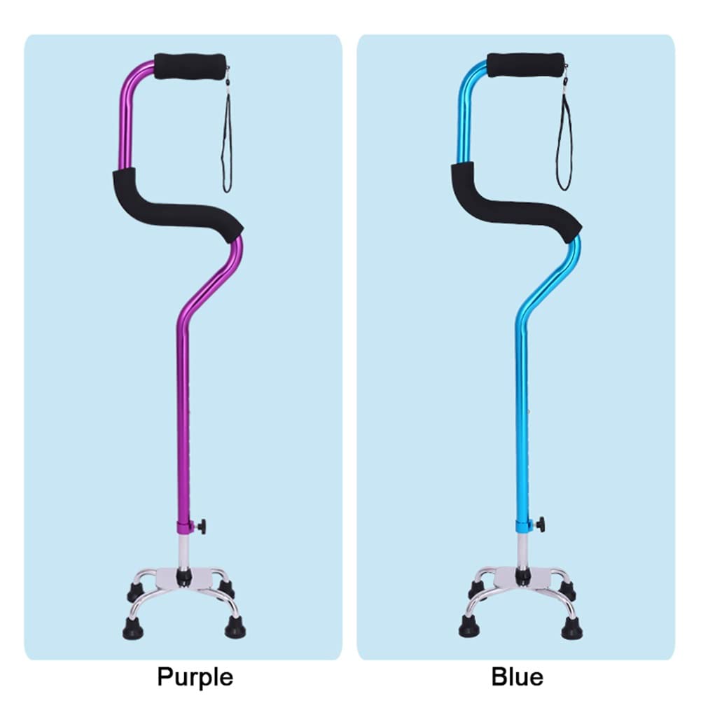 Bastón ingleses para Caminar cuádruple, muletas Ajustables para Ancianos, Hombres, Mujeres, Andador de pie para Sentarse, bastón con 4 Patas (Color : Blue)
