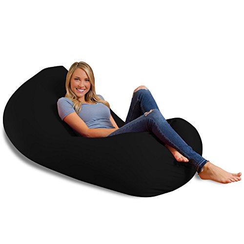 Big Squishy Portable and Stylish Bean Bag Chair, Large, Black