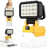 6000 Lumen LED Work Light Compatible with Dewalt 20V Max Battery, Cordless Jobsite Flood Light with Dual USB-A Charging Ports, Bright Portable Outdoor Flashlight (Battery Not Included)