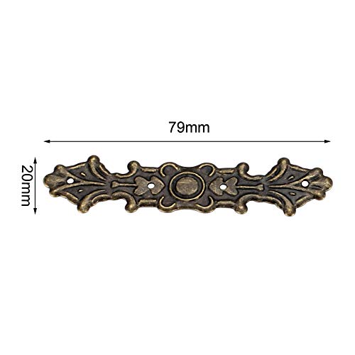 dophee 10Pcs Antique Bronze Decorative Corner Brackets Protectors, Flatback Metal Appliques Embellishments for Furniture Chest Case Wooden Box, 3.11"x0.79"