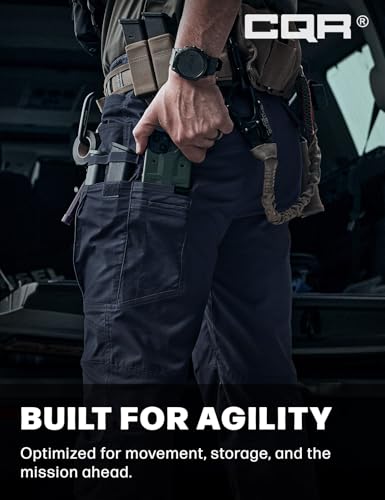 Image of CQR Men's Flex Stretch Tactical Pants, Water Resistant Ripstop Cargo Pants, Lightweight EDC Outdoor Work Hiking Pants
