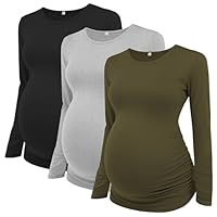 Love2Mi 3er Pack Damen Umstandsshirt Umstandstop Langarm Umstandsmode