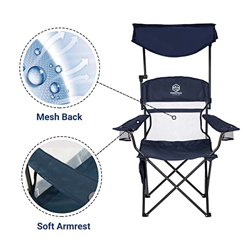Coastrail Outdoor Canopy Folding Camping Chair With Multi-Position Adjustable Sun Shade Lawn Chair, Spf 50+ Sun Protection With Cup Holder & Storage Pockets, Portable Design For Beach, Camping, Patio #TOP5