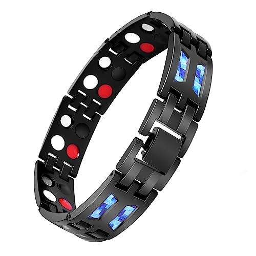 Flintronic Magnetarmband, magnetarmband för viktminskning, ren titankraft män magnetiska armband för artrit, stängning 4 element magnetarmband energiskt – 3500 Gauss
