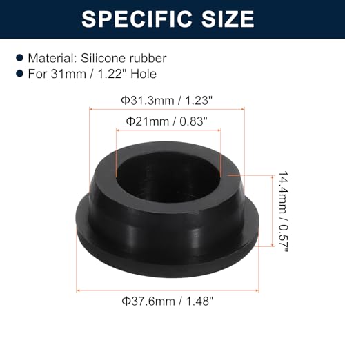 Image of uxcell 2 Pcs Black Plug Holes, Waterproof Rubber Button Plug for 31mm / 1.22 inch Hole