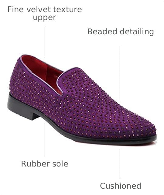 Image of SPK26 Men's Vintage Velvet Rhinestone Designer Dress Loafers Slip On Shoes Classic Tuxedo Dress Shoes
