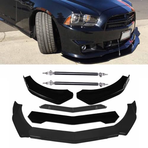 Bumper Lip Spoiler & Strut Rods Compatible with D0dge Charger RT SRT SXT Front Splitter Body Kit