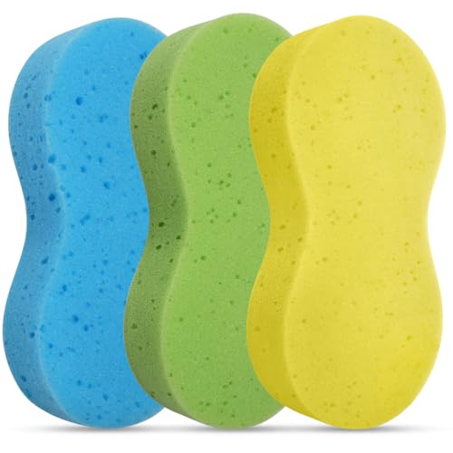 3 Pcs Car Wash Sponges,IKR Large Sponges for Car Cleaning Multi-Purpose Cleaning Sponge for Bathroom Bike Kitchen Wheels, Windscreen & Bodywork