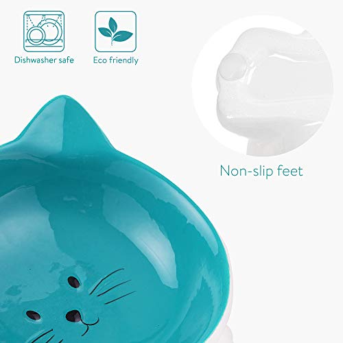 Navaris Futternapf Set 2-teilig für Katzen - 2X Keramik Napf rutschfest - Fressnapf Katzennapf spülmaschinenfest - Wasser Nassfutter Trockenfutter
