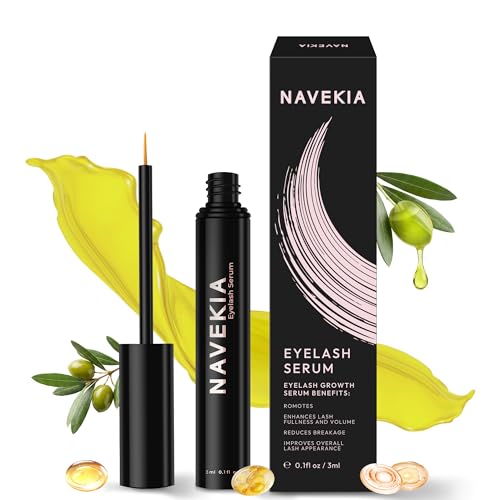 Navekia Serum Pestañas 2026 – M 3 ml – 2 Péptidos Clave + Bioenzima – Para Longitud y Densidad – Aplicación fácil, duradero – Ojos sensibles – Vegano, libre de crueldad, sin hormonas