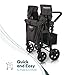 WONDERFOLD W4 Original Stroller Wagon (4 Seater) - Wagon Stroller with Seats with 5-Point Harnesses, Easy Access Zipper Door, and Removable Sun Canopy, Black