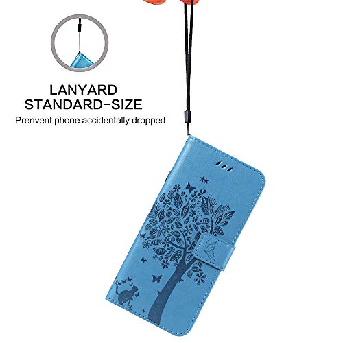 Capa carteira Mate 9 em relevo Árvore de gato PU couro flip capa para celular Huawei Mate 9 - Verde