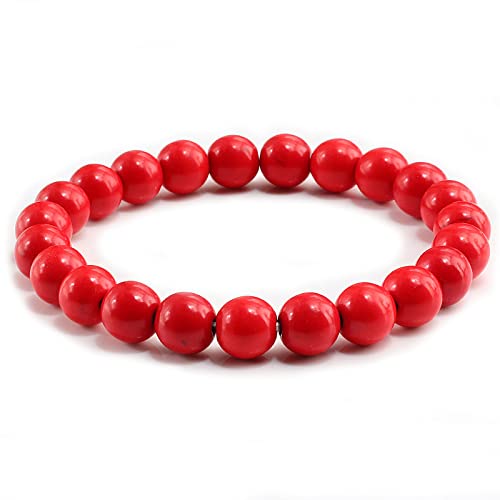 Natural Stone Lava Matte Beads Bracelet Bracelets for Men Women Gifts,Red,18cm