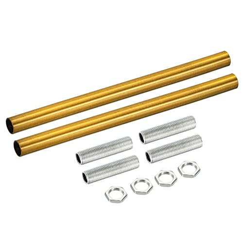 MECCANIXITY Threaded Extension Rod, 7.87" Lamp Pipe with Connector Light Fixture for Pendant Light Island Lighting Chandeliers Stems, Gold Bronze 2 Set