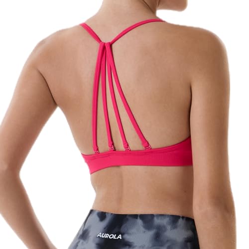 Image of AUROLA Mercury Workout Sports Bras Women Athletic Removable Padded Backless Strapy Minimal Crop Top