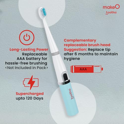 Image of Toothsi Electro Sonic Electric Toothbrush | Smart Electric Toothbrush for Men & Women | with 6 Modes & 5 Brush Heads | IPX 7 Waterproof | Rechargeable | Oral Care (Blue, i5)