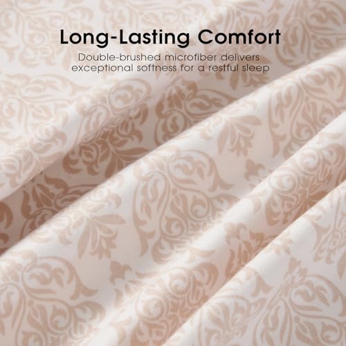 Image of FreshCulture Printed Bed Sheets - Ultra Soft King Size Sheets Set - Brushed Microfiber Damask Sheets - Deep Pockets up to 16 inch - Easy Care - Hotel Luxury 4 Piece Pattern Printed Sheets King, Adana