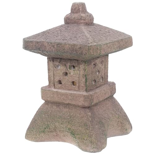 TOVINANNA Lámpara Solar Pagoda Pequeña para Jardín Farol Decorativo de Piedra para Patio Exterior Luces Solares para Jardín y Decoración Zen Resistente y Portátil