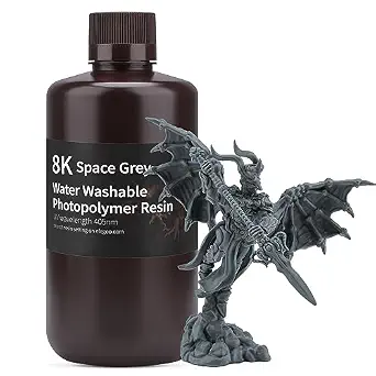 ELEGOO 8K 3D Printer Resin, Water Washable, 1000G, Space Grey