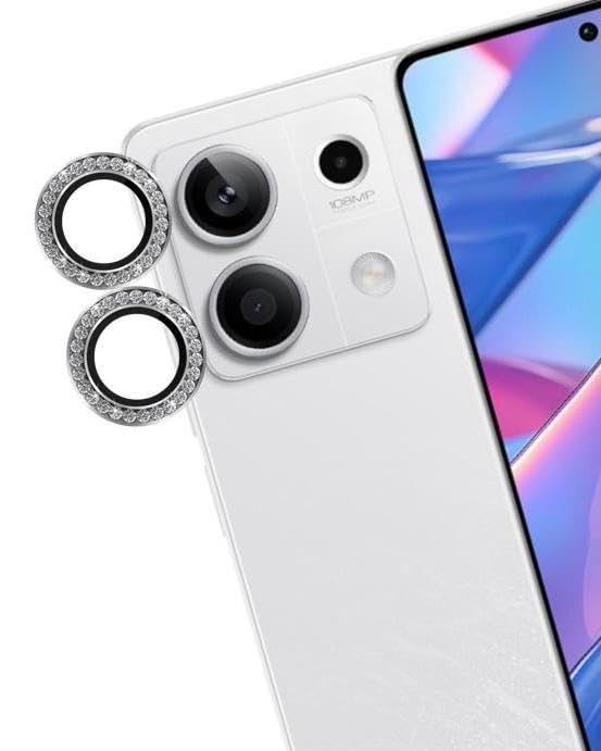 A3sprime Back Camera Lens Protector for Redmi Note 13 5G |Edge To Edge Full Coverage 9H Surface Hardness Bling Diamond Shaped Tempered Glass Ring Guard Camera Protector| - Set of 1 Pairs (Silver) (B0DG3LRT94) Amazon Price History, Amazon Price Tracker
