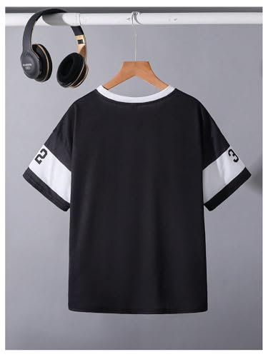 Floerns Boy's Letter Number Print Short Sleeve T Shirts Graphic Crew Neck Rave Tee Tops2