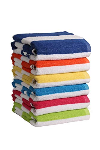 100% Cotton Bath Towel, Pack of 6, Cabana Stripe Beach Towel, Large Pool Towels (27\" x 54”), Highly Absorbent, Light Weight, Soft and Quick Dry Swim Towels, for Parties, Guests- Floral Jacquard design