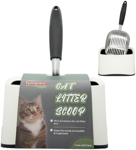 Heavy Duty Cat Litter Scoop with Holder - All Metal Cat Litter Sc...