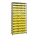 Quantum Storage Systems 1275-109YL Steel Shelving Unit with 4" Shelf Bins, 12" D x 36" W x 75" H, Yellow