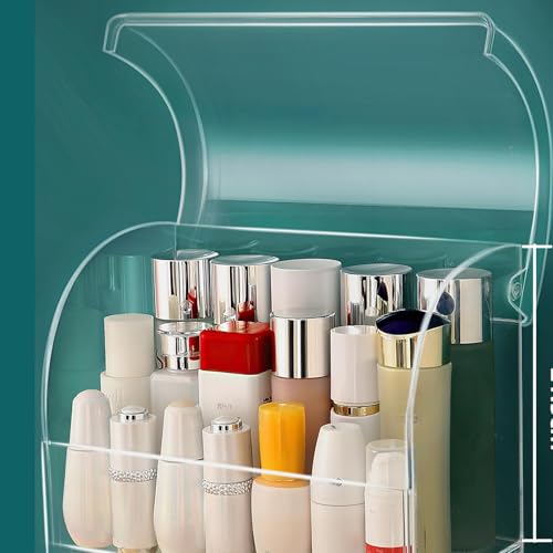 Image of Clear Large Acrylic Makeup Organizer With Lid Cosmetic Storage Drawers Portable Makeup Organizers Dustproof And Waterproof Box For Women (14in)