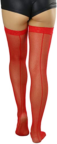 Image of ToBeInStyle Women's Fine Classic Fishnet Thigh High Stretch Nylon Novelty Stockings